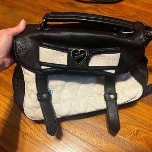 Betsey Johnson black and white purse cross body and top handle